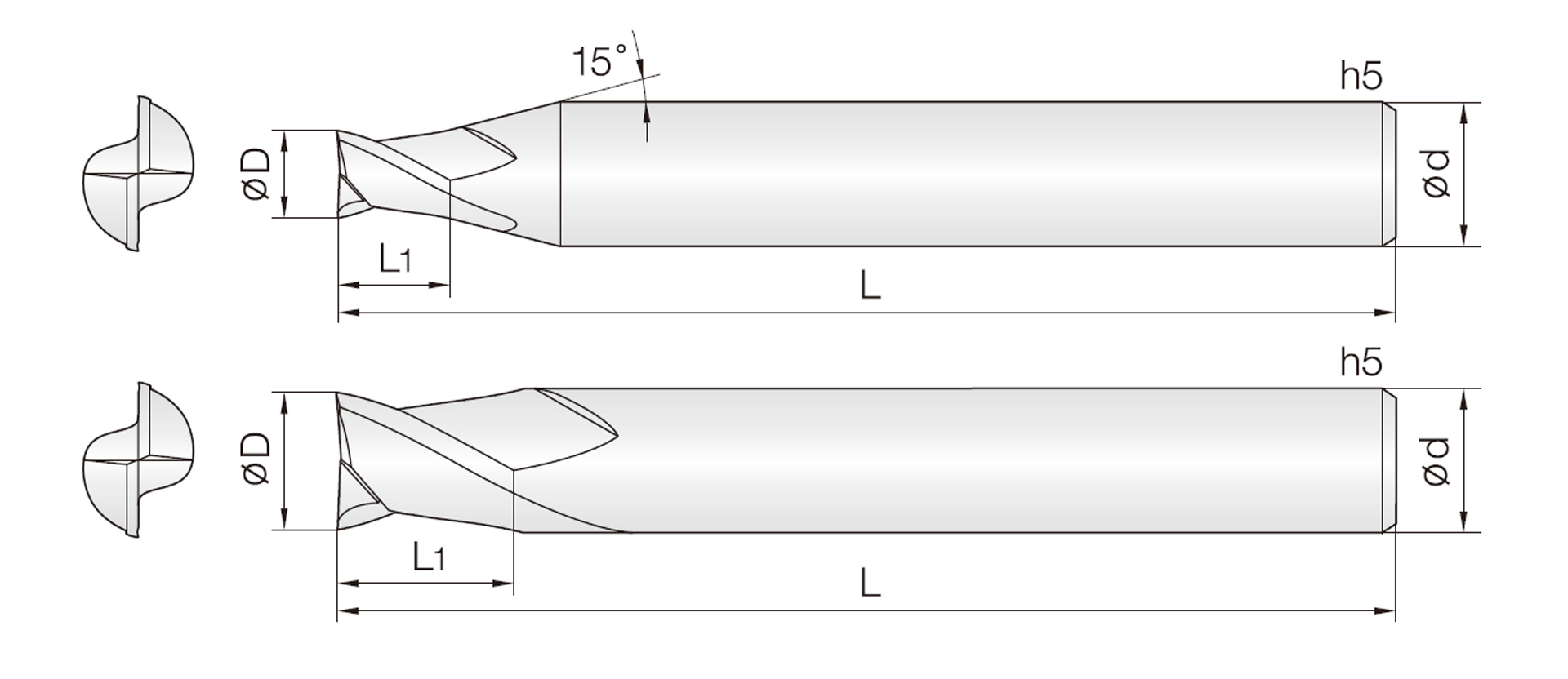 2HSE (짧은 길이 엔드밀)