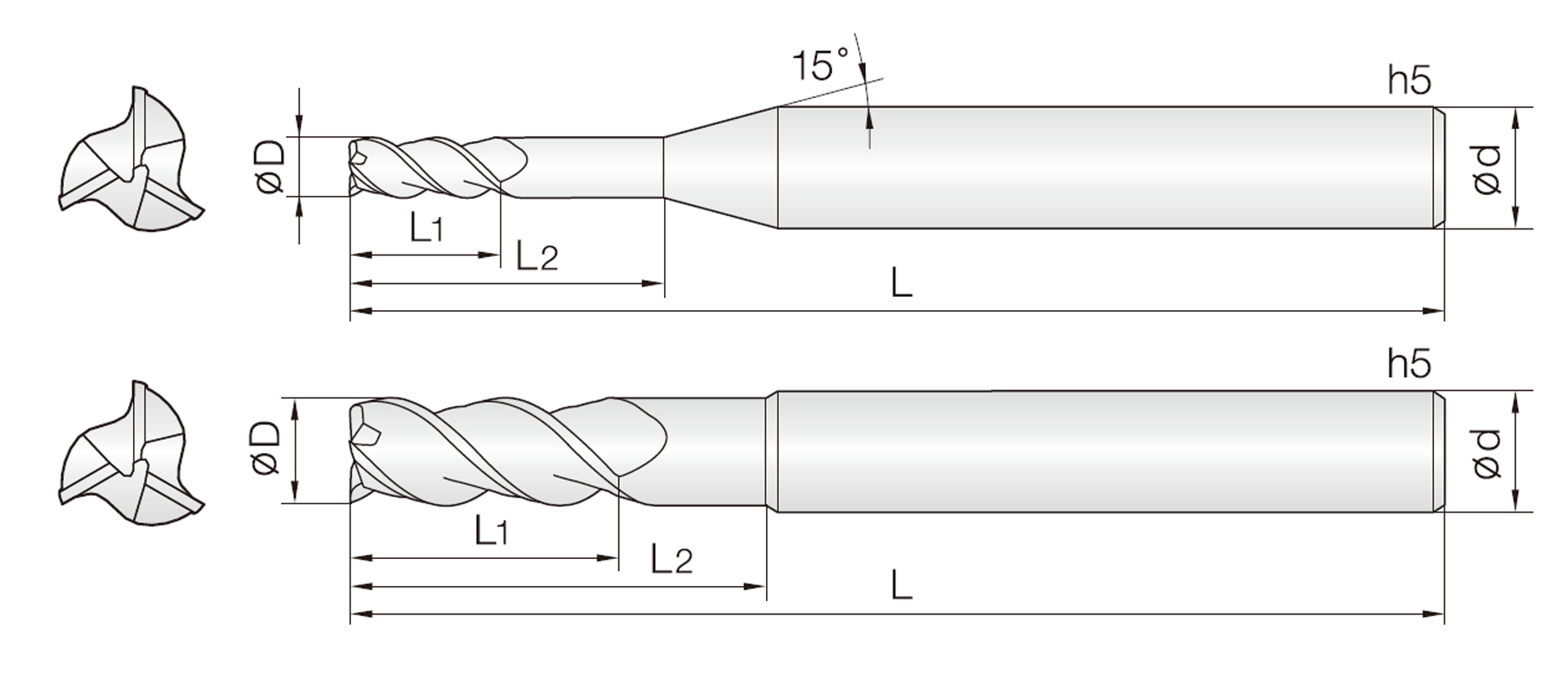 3DRE (45° 헬릭스 R-TAC코팅 리브)