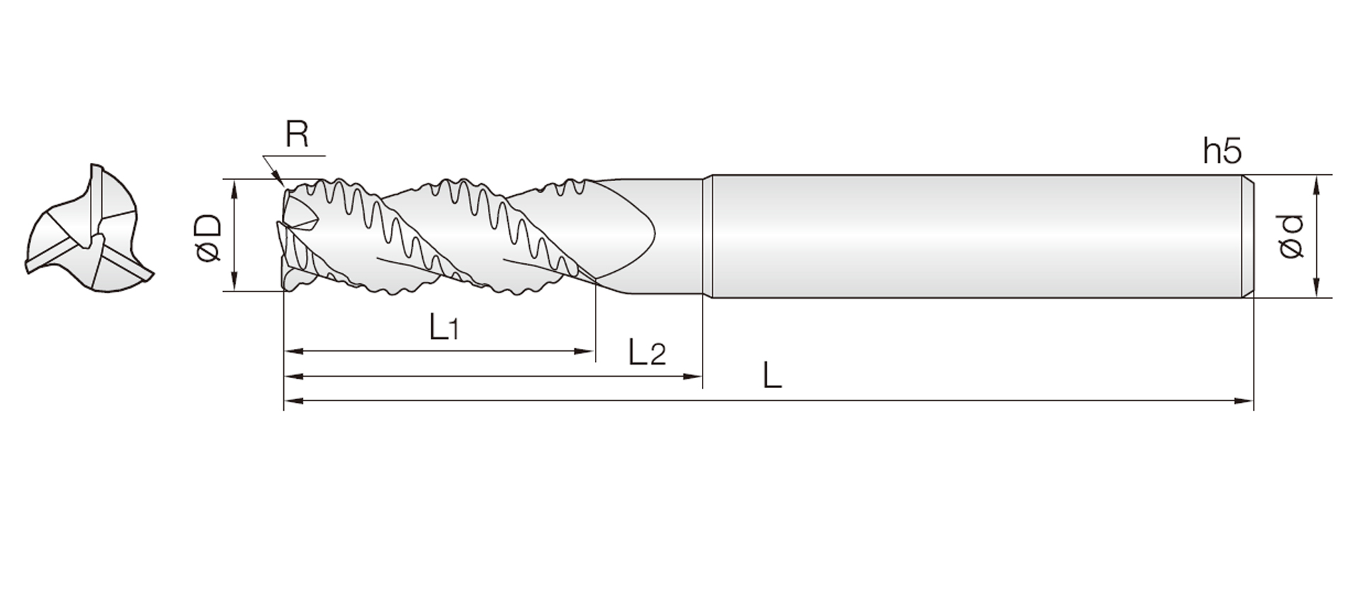 3ARO (45° 헬릭스 라핑 엔드밀)