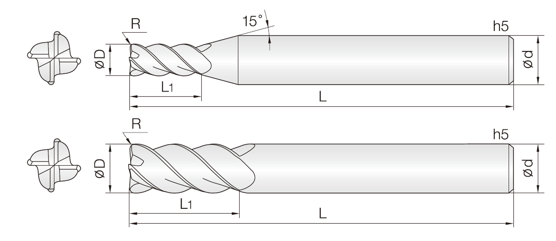 4CRL (45° Drall Torusfräser lang)
