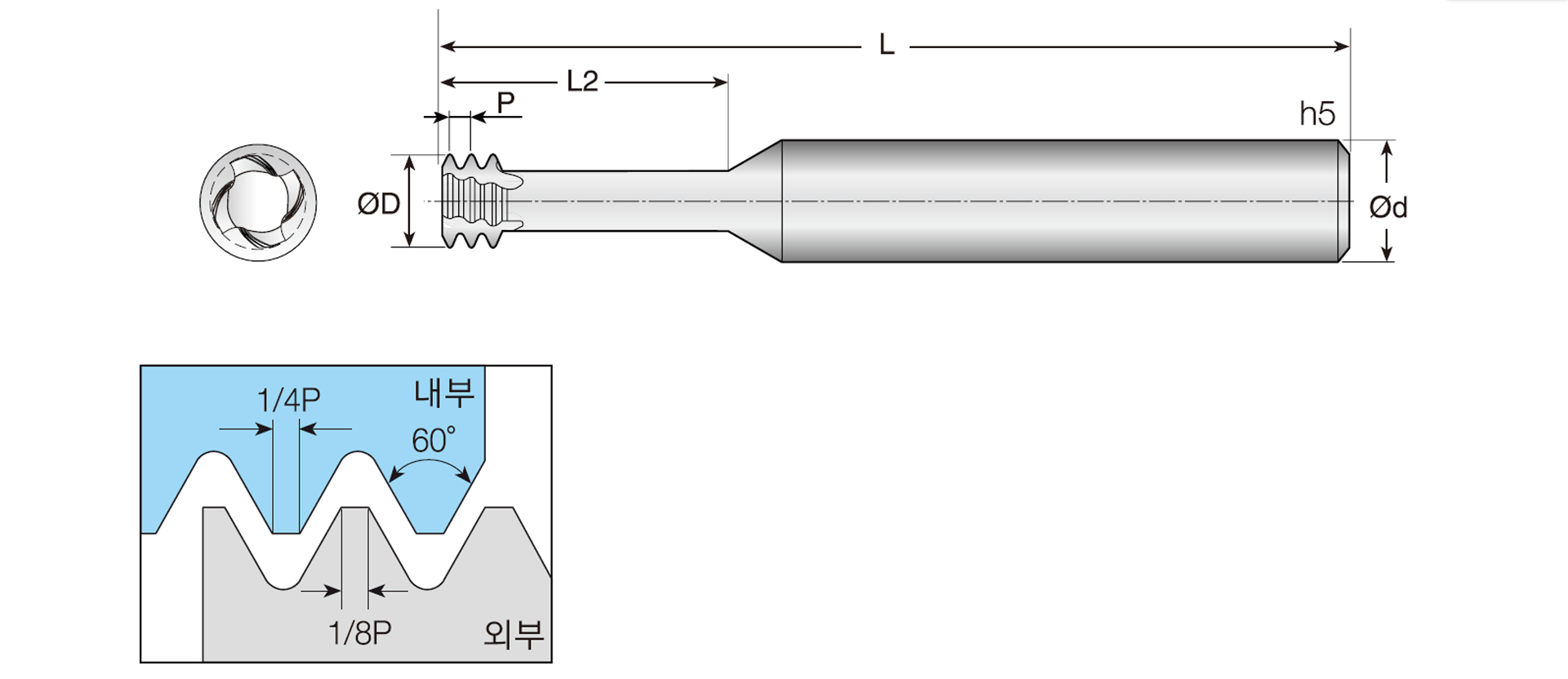 4STMA (알루미늄용 쓰레드밀 3나사산)