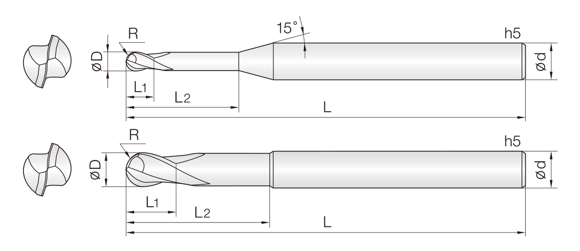 2ALB (45°헬릭스 볼 엔드밀)